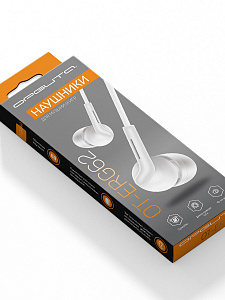 Орбита OT-ERG62 Белые наушники-гарнитура (3.5мм) (УПАКОВКА 20ШТ)