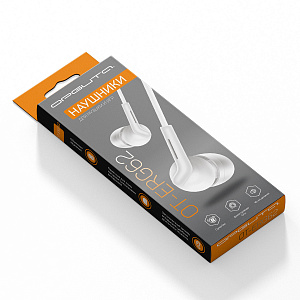 Орбита OT-ERG62 Белые наушники-гарнитура (3.5мм) (УПАКОВКА 20ШТ)