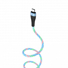 HOCO U85 Синий кабель USB 2.4A (microUSB) 1м LED