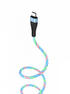 HOCO U85 Синий кабель USB 2.4A (microUSB) 1м LED