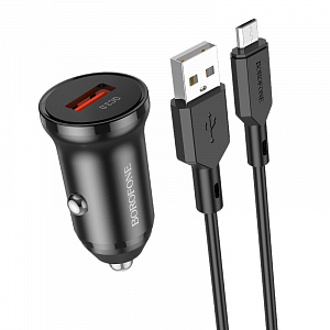 BOROFONE BZ18 Черный ЗУ авто USB + кабель Micro USB (QC3.0, 3000mA)