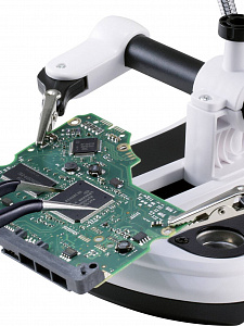 Третья рука для пайки с подсветкой, универсальный держатель на подставке с лупой 2 руки Орбита OT-INL47