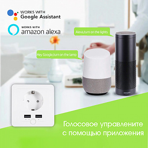 Умная розетка с USB Wi-Fi 16A Орбита OT-HOS15