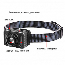 Патриот PT-FLG32 фонарь налобный (3L, аккум, дат.движ)