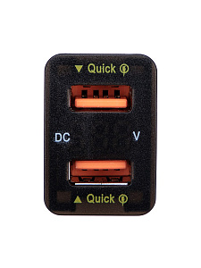 Розетка питания на 2 USB гнезда12-24В TDS TS-CAU56 Зеленая