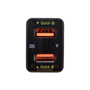 Розетка питания на 2 USB гнезда12-24В TDS TS-CAU56 Зеленая