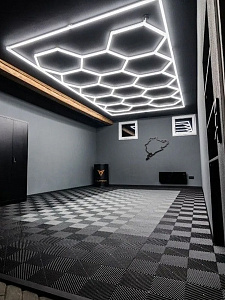 Модульное светодиодное освещение для детейлинга СОТЫ 14шт 680W, комплект 2435х4850 мм Огонёк OG-LDP47