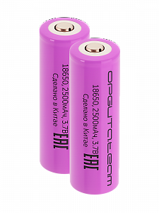 Аккумулятор 18650 3.7v 2500мАч выпуклый пин 2шт Орбита