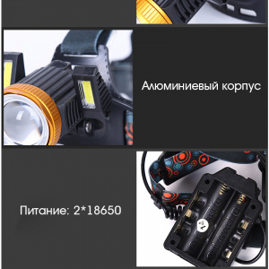 Патриот PT-FLG03 фонарь налобный (3L, 2*18650, ZOOM, Т6)