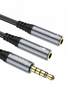 HOCO UPA21 кабель аудио (штекер Джек 3.5 мм на 2*гнезда 3.5мм) 25см