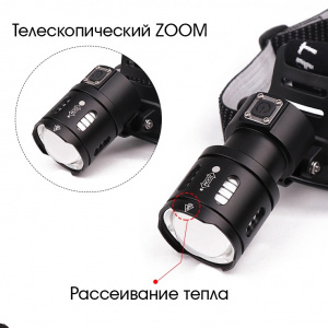 Патриот PT-FLG28 фонарь налобный (1L, 18650, ZOOM)