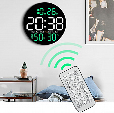 Часы настенные электронные с температурой, влажностью и пультом Орбита OT-CLW15 Белые