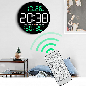 Часы настенные электронные с температурой, влажностью и пультом Орбита OT-CLW15 Белые