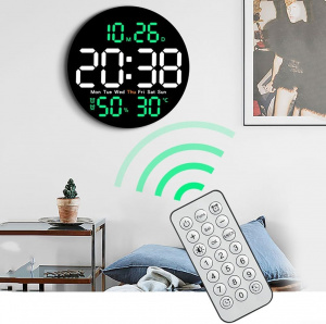 Часы настенные электронные с температурой, влажностью и пультом Орбита OT-CLW15 Белые