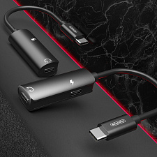 SENDEM A10 переходник аудио (штекер TYPE-C - гнездо TYPE-C/гнездо TYPE-C) 14см