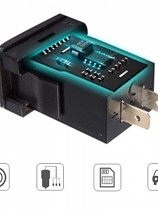 Розетка питания. Разъем в авто врезной на 2USB гнезда 12-24В TDS TS-CAU47