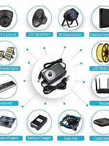 Орбита OT-APB114 Черный адаптер питания (3-12B, 2000mA, 5.5мм) 1.8м