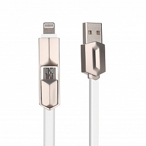 MUJU MJ-38  кабель USB 2A (microUSB/iOS Lighting) 1м
