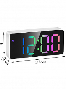 Орбита OT-CLT09 Белые часы настольные RGB (будильник, температура, дата)