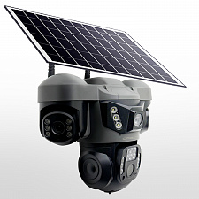 Камера видеонаблюдения 4G с сим картой уличная поворотная с солнечной панелью 2 Mp*3 Орбита OT-VNI68С