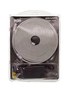 Светодиодная лента Неоновая 5м с адаптером питания IP65 Огонёк OG-LDL47 Белая
