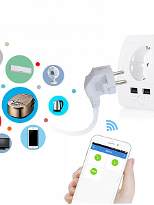 Умная розетка с USB Wi-Fi 16A Орбита OT-HOS15