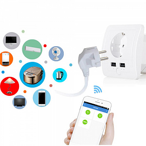 Умная розетка с USB Wi-Fi 16A Орбита OT-HOS15