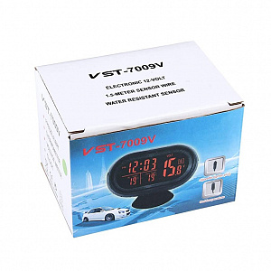 Часы автомобильные с подсветкой, вольтметром и термометром VST 7009V-5
