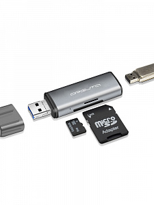 Орбита OT-PCR15 Серебро картридер OTG (TF, SD, Lightning)