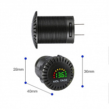Врезной вольтметр с экраном для лодок и авто12-24В TDS TS-CAU59 Красный
