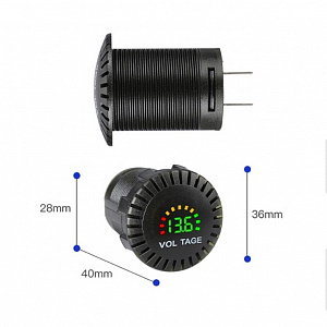 Врезной вольтметр с экраном для лодок и авто12-24В TDS TS-CAU59 Красный