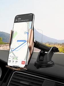 HOCO S14 Золото Держатель для смартфонов + беспроводное ЗУ 15W (присоска)