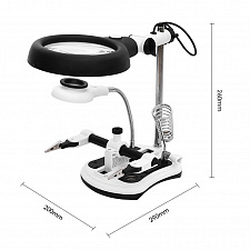 Третья рука для пайки с подсветкой, универсальный держатель на подставке с лупой 2 руки Орбита OT-INL47