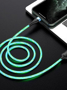 HOCO U85 Синий кабель USB 2.4A (microUSB) 1м LED