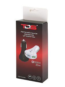TDS TS-CAU34 Белый ЗУ авто USB (QC3.0,3500mA)