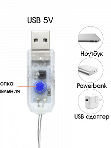 Огонек OG-LDG10 гирлянда-штора LED Мультицвет (3х1м,100 ламп,USB)