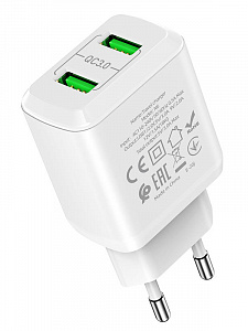 HOCO N6 Белый ЗУ с 2*USB (QC 3.0, 3000mA)