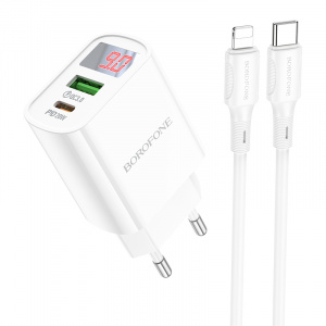 BOROFONE BA78A Белый ЗУ с USB/PD + кабель IOS Lighting - Type-C 1м (QC3.0+PD20W,3000mA)
